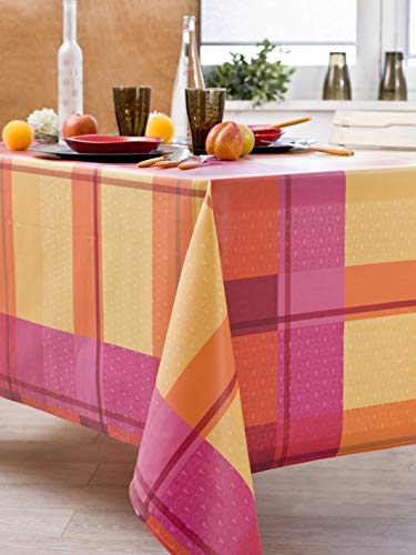 Nydel Nappe Indila Framboise Anti Tache Enduction PVC (Ronde 160 cm)