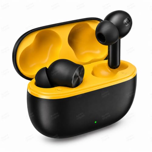 Image of Lynacz Original Compatible with Realme T200 Lite TWS Earbuds, 48H Battery, Fast Charging, Quad Mic, Bluetooth 5.3 (Volt Black)