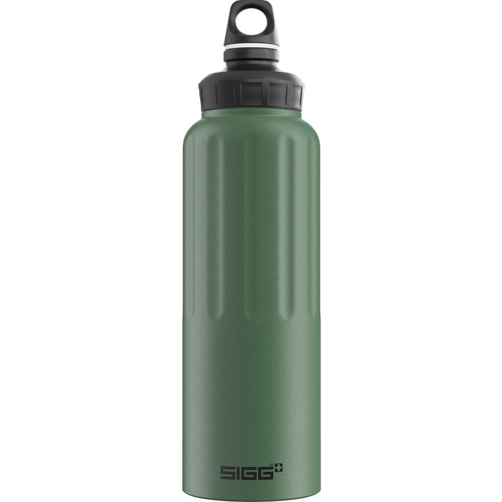 Sigg WMB Traveller Leaf Green Touch Water Bottle (1.5 Litre), Pollutant-Free and Leak-Proof Metal Bottle, Lightweight Aluminium Bottle for Sports