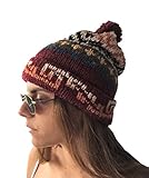 TINKUY Peru - Peruvian Alpaca Wool - Men and Women Handmade Pom Pom Beanie Hats (Red)