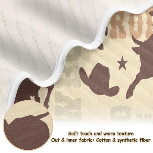 Image of Baby Swaddle Blanket for Boys Girls Soft Warm Stroller Throw Blanket for Newborn Infant Toddler 30X40in Cowboy Rodeo