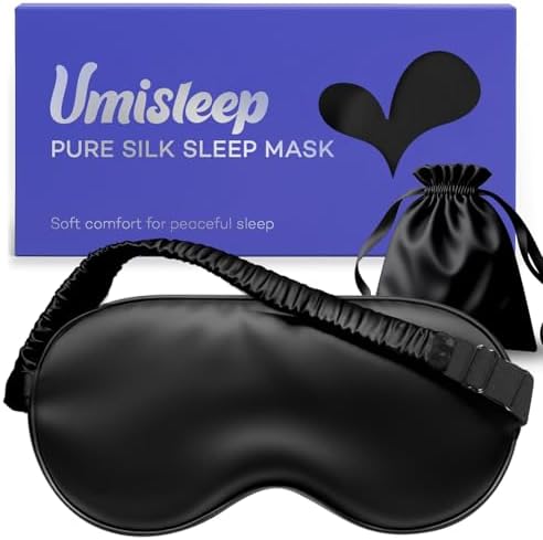 Umisleep Sleep Mask for 100% Pure Mulberry Silk, 22 Momme 6A Soft Eye Masks for Sleep, Adj...