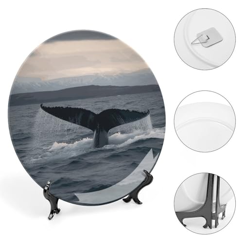Plato decorativo Humpback Whale Tail Bone China 7 pulgadas miniatura 4