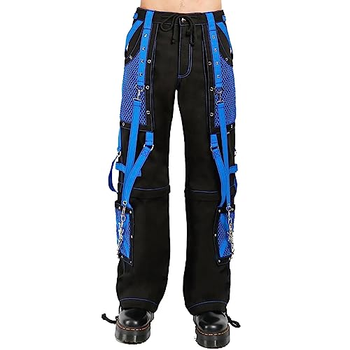 Gothic Bondage Men Pant Alternative Punk Rock Black/Blue Emo Trouser Pant Shorts/USA2