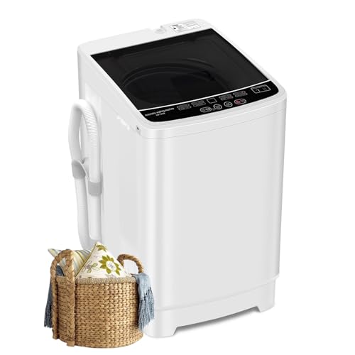 1.3 Cu. Ft.Portable Washer with 8 cycles, 10 Lbs Capacity Full Automatic Washer and Spinner Combo, Compact Laundry Washer Spinner for Apartment RV Dorm,Transparent Lid & LED Display (1.3 Cu.ft)