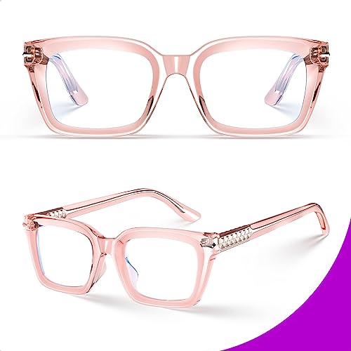 Image of VISOONE Spring Hinge Trendy Blue Light Blocking Glasses Square with Anti Computer Glare for Gaming Women Men YALE