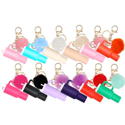 Image of 8pcs or 12pcs Mini Tumbler Keychain for Stanley Cup Cute Chapstick Holder Key Chain Charms Backpack for Women Girls