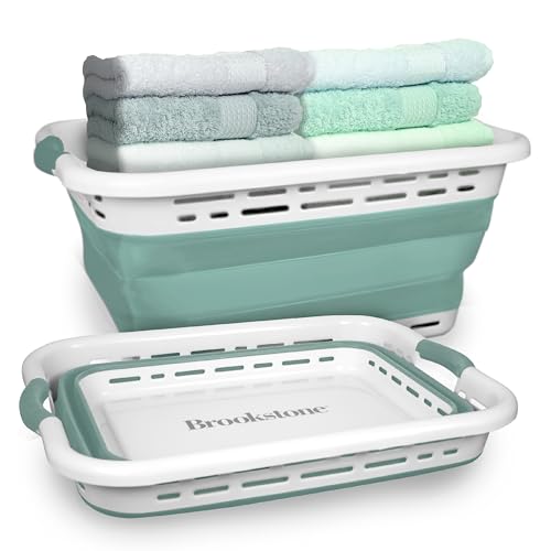 Image of BROOKSTONE, 1 UNIT, 11 GALLONS - [OUR LARGEST BASKET EVER] 24" Collapsible Laundry Basket, Comfort Non-Slip Grip Handles, Minimalist Space Saving Design, Portable Pop-Up Hamper, [BPA FREE]