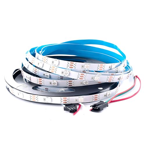 Image of WS2812B LED Strip Individual Addressable Light Full Color SMD 5050 RGB Pixel Strip DC5V (30Pixels /m 150Pixels 16.4FT 150LEDS Non-Waterproof, White PCB)