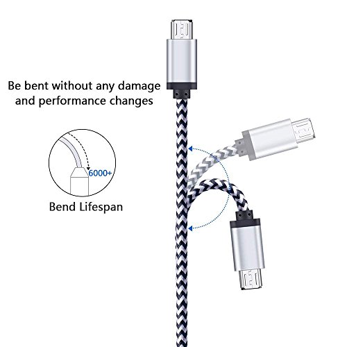 Android Charger Cable, FiveBox 5-Pack 6ft Micro USB Cable Cord Braided Fast Charging Phone Charger for Samsung Galaxy J3 J7 S6 S7 Edge, Tablet, LG stylo 2/3 LG G3 G4 K30 K20 Plus, Kindle Fire 7 8 10