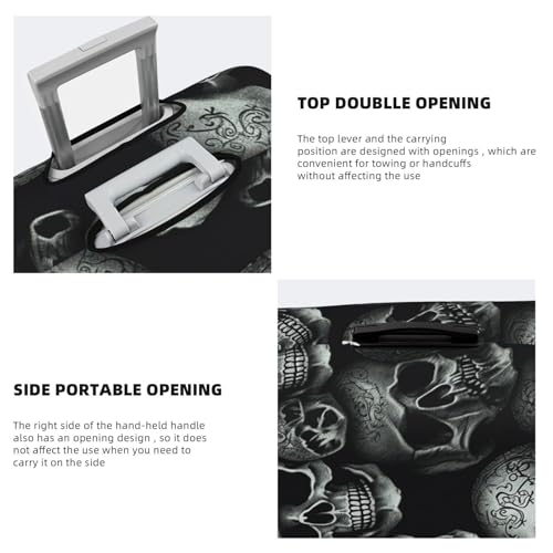 Travel Luggage Cover Fashion Suitcase Protector Black skull Spandex Baggage Covers Washable Suitcase Covers Anti-Scratch Luggage Cover Protectors Fits 18-32 Inch Suitcases Small4