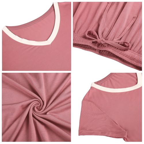 Image of Joyaria Cooling Pajamas Bamboo Viscose Lightweight PJs Set Women Wicking Sleepwear for Night Sweat S-XXL