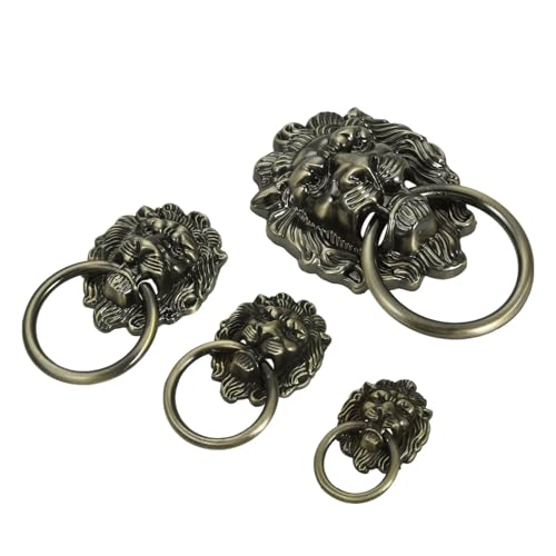 Perilla de cabeza de león con anillo de bronce para embellecer cajones 3