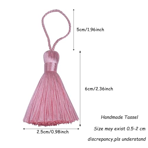 Image of Makhry 20pcs 4.3 Inch Handmade Silky Floss Mini Tiny Craft Tassels with 2-Inch Cord Loop and Small Chinese Knot for Earrings, Souvenir, Bookmarks, DIY Craft Accessory,Tags (Mixed)