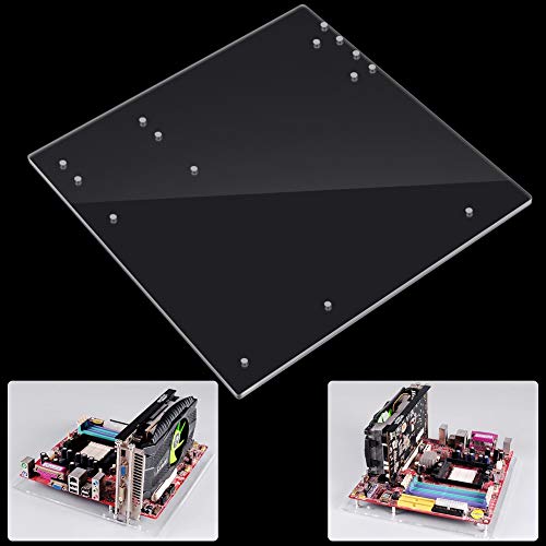 Marco de acrílico para placa base, chasis abierto transparente de acrílico con soporte base DIY, soporte base para chasis de computadora de marco abierto con bloqueo por sobrecarga, para placa base Micro-ATX miniatura 3