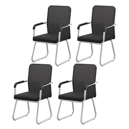 CYQQRDZSW Silla Escritorio Ergonomica Negra, Silla Computadora, Sillas de Oficina Sin Ruedas, Silla Ordenador, Sillonespara Aeropuerto, Hospital, Banco, Peluquería (4 Piezas)