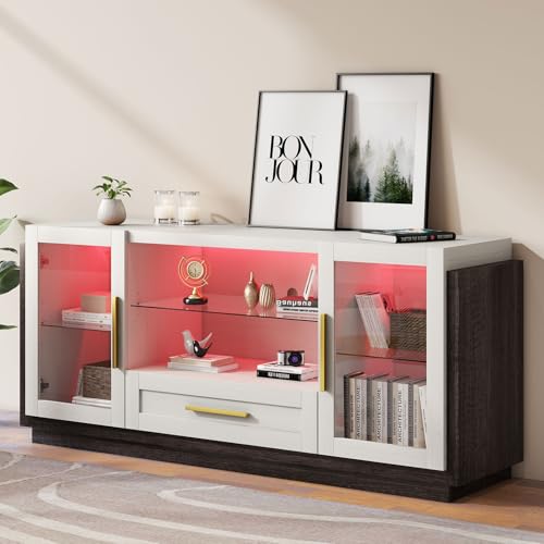 Sleek TV Stand with LED Lights and Storage for TVs up to 65