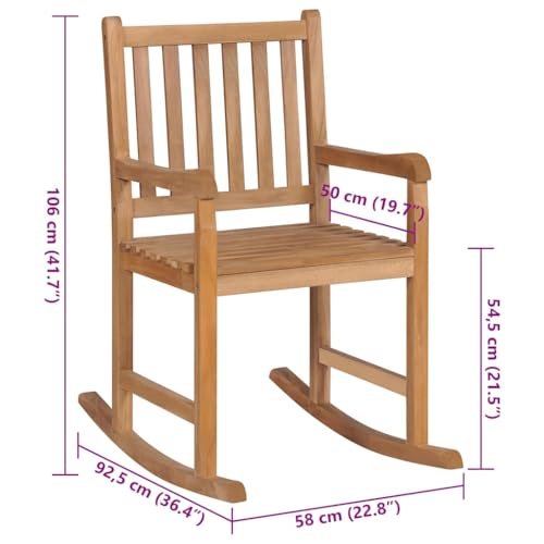 Vidaxl Chaise à bascule avec coussin Bois de teck - vue 4