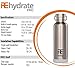 Rehydrate Pro 25oz Insulated Water Bottle with Straw, Bonus Lids and Leak Proof Flask to Keep Liquids Hot or Cold- Triple Wall Vacuum Water Bottle Insulated, Perfect for Gifts
