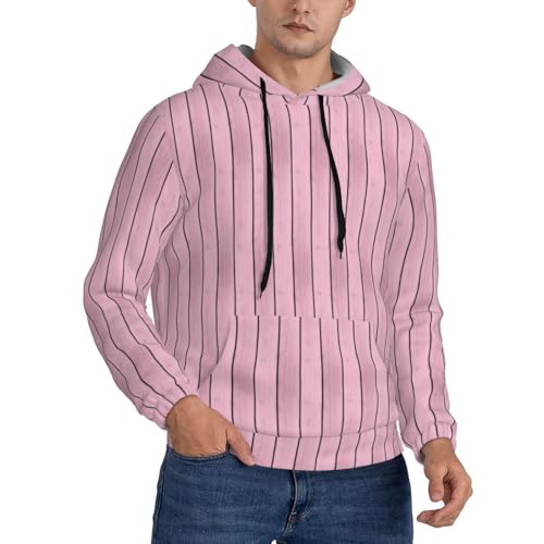 Hoodies For Men Bright Pink Wood Grain A Print Long Sleeve