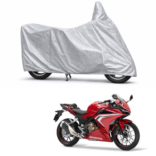 Image of 100% Waterproof Two Wheeler Body Cover Multi Layered Fabric Designed for Honda CBR500R | Belt Buckle Lock | Silver Mag