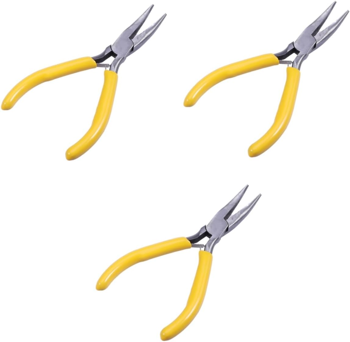 SHINEOFI 3pcs Grip Bent Nose Pliers Jewelry Making Tool Flat Jaw Carbon Steel Construction Comfortable for Crafts and Repairs