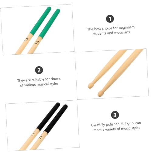 GALPADA 6 pares de baquetas de madera de arce antideslizantes para batería electrónica y acústica, accesorios para instrumentos con agarre cómodo para principiantes, estudiantes y músicos miniatura 3