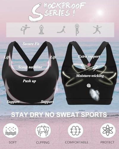 RUNNING GIRL Sports Bras for Women, Molded Cup High Impact Black Sports Bra Workout Bras for Women High Support Racerback(WX3046 Black M)