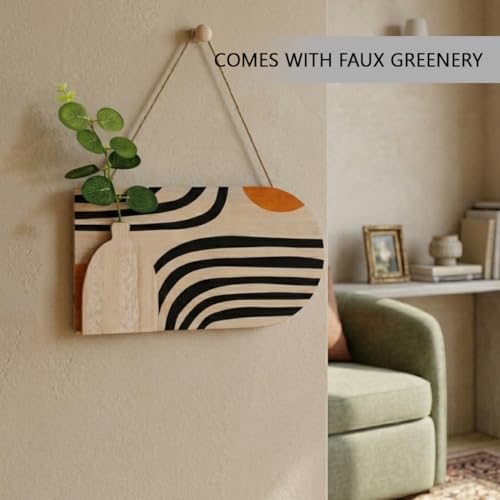 Image of Art Street Modern Magic Boho Art Wall hanging MDF With Artificial Plant for Home & Office Decor, Living Room Decoration -Size: 9x5.1 Inch