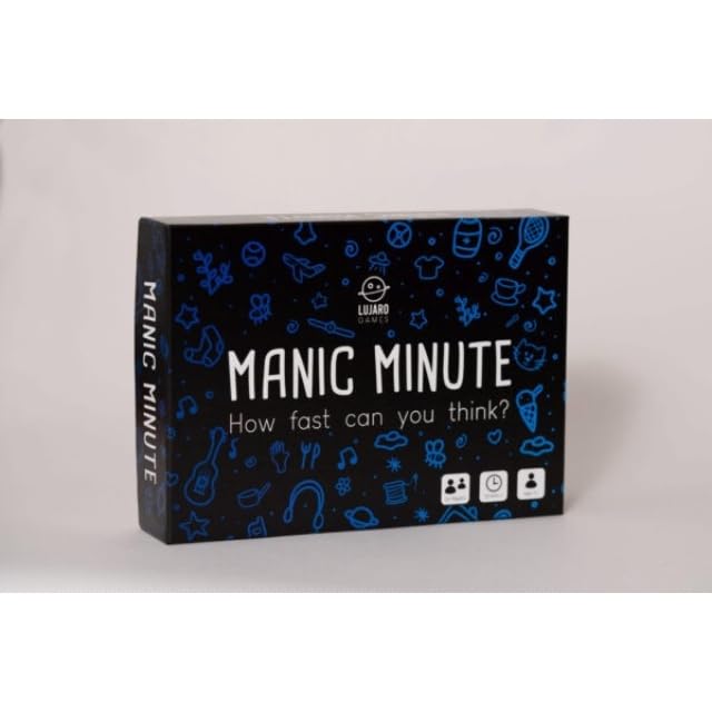 Lujaro Games Original Manic Minute Thrilling Card Family Game, Blue and White, Medium
