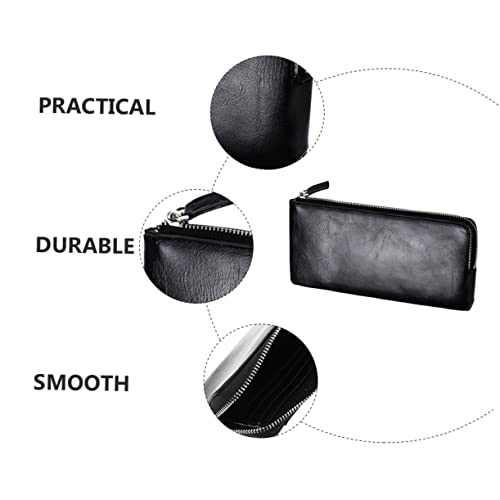 Long Men Wallet Black Soft Leather Zipper Clutch Multi Functional Credit Card Holder with Cash and Phone Storage for Office Party Use2