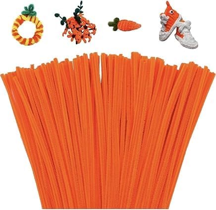 Image of 100Pcs Pipe Cleaners Craft Set | Chenille Stem Fuzzy Sticks DIY Craft Supplies for Art Projects Activities, Decorations, Flower Making, Modeling & Sculpting (Orange)