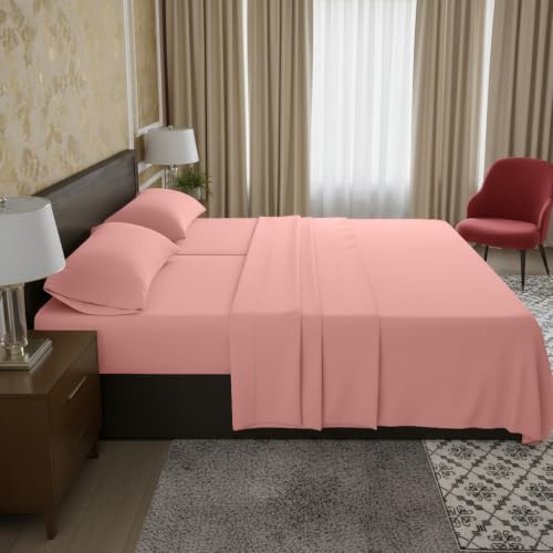 Image of Elegant Comfort Luxury 1500 Premium Hotel Quality Microfiber 5-Piece Sheet Set - Wrinkle Resistant, All Around Elastic Fitted Sheet, Deep Pocket up to 16 inch, Split King, Dusty Rose