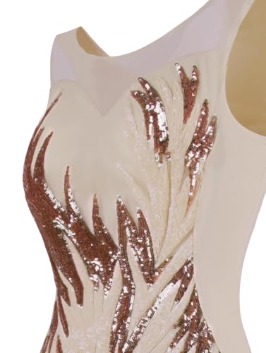 Image of ANGEL FASHIONS Women's Sheer Gold Sequined Black Splicing Evening Dress