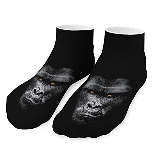 Mens Boys Ankle Low Cut No Show Socks Gorilla Face Funny Saying Colorful Crazy Cool Casual Sports Short Tab Socks Gift Black