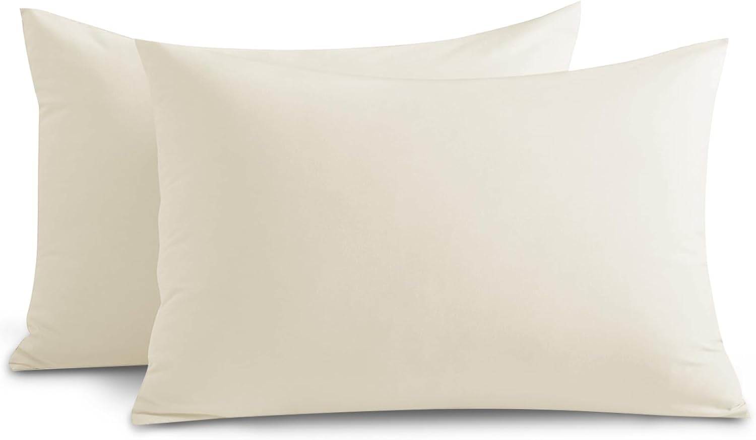 Yorkshire Bedding Cream Pillow Cases 4 Pack 100% Soft Brushed Microfiber Hypoallergenic Pillowcases with Envelope Closure - Fade & Stain Resistant Housewife Pillow Covers (50 X 75 Cm)