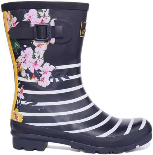 Bottes de pluie neuves Joules mi-mollet Molly Welly fleurs rouges