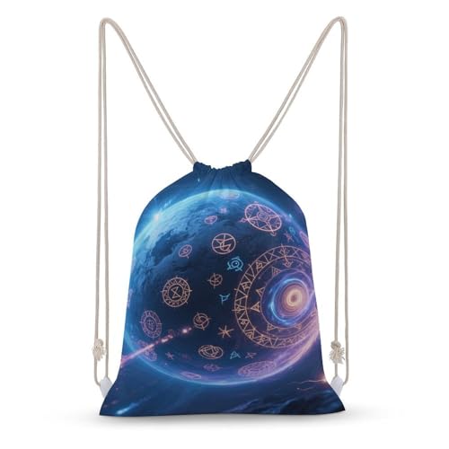 Magic Planet Drawstring Backpack Gym Bag Lightweight Sackpack Gift for Hiking Travel Beach Shopping