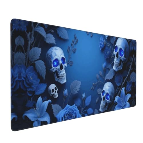 Tapis de souris de jeu tête de mort 90x40 cm grand format xxl pour bureau