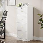 LITTLE TREE 4-Drawer File Cabinet with Lock, Large Vertical Storage Cabinet, Secure Space-Saver for Home Office, Compatible with A4/F4/Letter/Files, Filing Cabinets for Home Office (White, Wooden) - Image 4