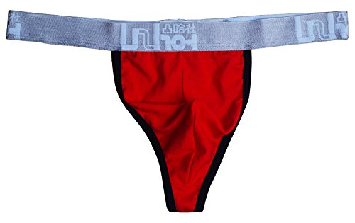 UzHot Men's Low Rise Thong Sexy T-Back G-String Mens Underwear Cotton Briefs Red L