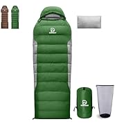 Amazon.co.jp: DERWAY ダウン寝袋 冬用 軽量 枕付き (220*85cm) ワイド