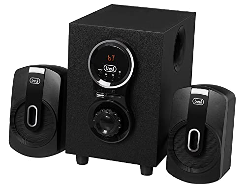 Trevi AVX 615 BT Altoparlanti Amplificati 30W con Subwoofer Amplificato, Casse Wireless con Bass Reflex, Altoparlanti 2.1 con USB, Micro SD, AUX-IN, RCA, Mp3, Mobile in Legno di Dimensioni Compatte