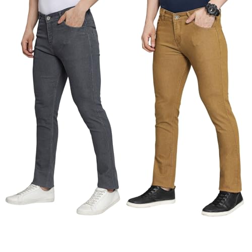 Image of DAIS Men's Stretchable Slim Fit Mid Rise Jeans, Pack of 2, (Combo of 2 Jeans)