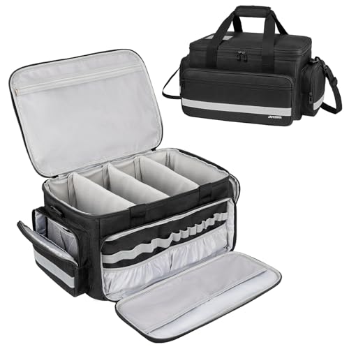 Jamiukro Groß Erst hilf tasch leer, Notfalltasch für Krankenschwester, Medizintasche Reise, Verbandstasche, Reisetasche für Medikamente, Schwarz