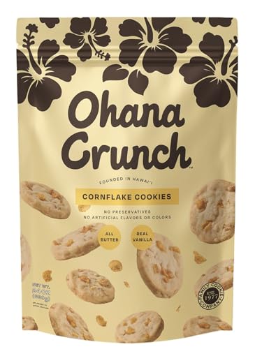 Ohana Crunch Cornflake Cookies, All Butter, Real Vanilla, No Preservatives,