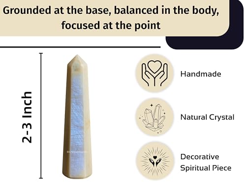 Image of Crystal Heaven Certified Moonstone Tower Obelisk Point For Chakra, Healing And Balancing - Aaa Grade Original Certified Gemstone Agate For Reiki Meditation Yoga Spiritual (2-3 Inches)