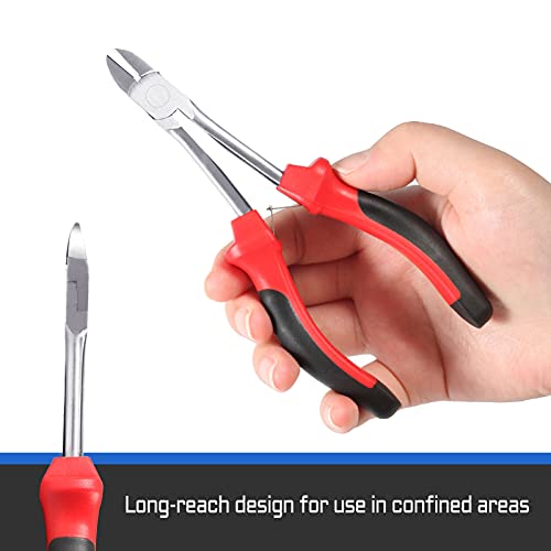 Image of 6 Inches Diagonal Cutting Pliers Mini Long Reach Wire Cutters Jewelry Making Tool Zip Snip Pliers Diagonal Side Cutters Side-Cutting Pliers for Crafting Electricians and Homes