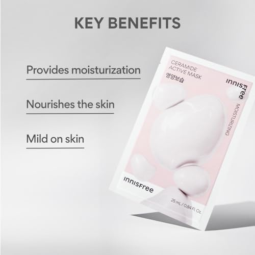 Image of Innisfree Ceramide Active Sheet Mask 25ml | Korean Hydrating Sheet Mask with Ceramides | Intensive Moisturization & Skin Barrier Repair | Soothes Dry, Sensitive Skin for Soft & Healthy Glow