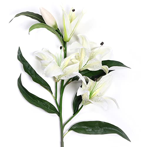 Image of Pure Home and Living White Lily Faux Flower Stem 1 Piece